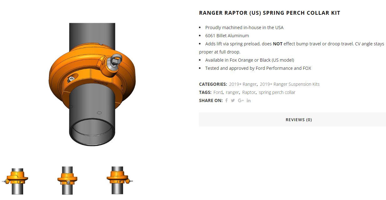 Ford Ranger RPG Off-Road Ranger Raptor (US) Spring Perch Collar Kit - Adjustable & Static 1716489270978-1o
