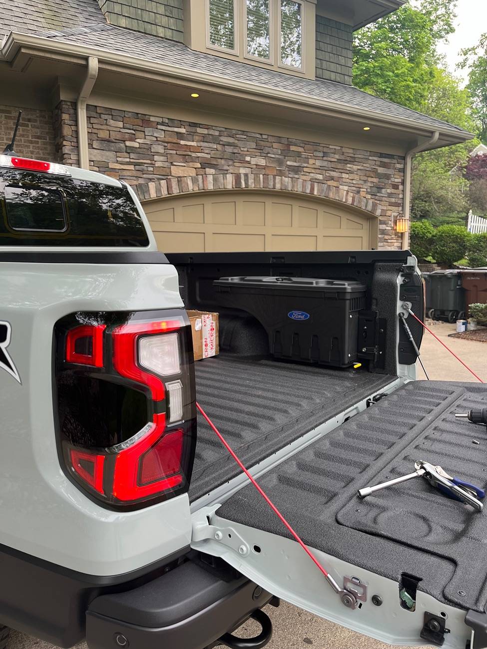 Ford Ranger Ford storage bins (pivot storage box) installed in bed IMG_6464