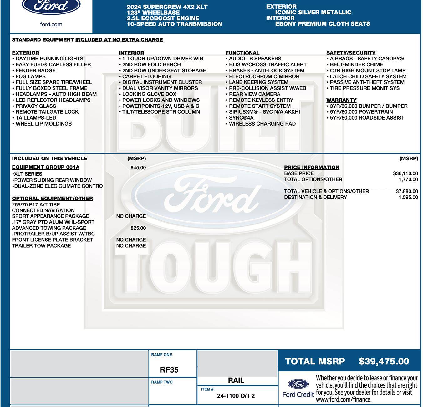 Ford Ranger 2024 Ranger XLT price quote Screenshot 2024-08-05 at 10.23.57